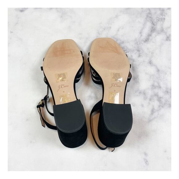 J. Crew Odette Black Strappy Block Heel Suede Sandals - Picture 8 of 11